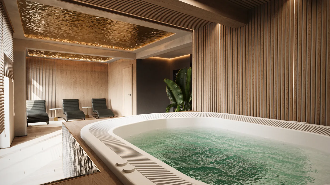 Strefa SPA z jacuzzi, wizualizacja
