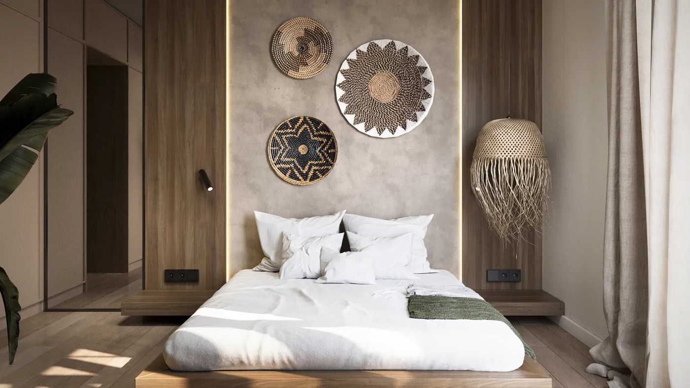 Sypialnia w stylu Boho, wizualizacja